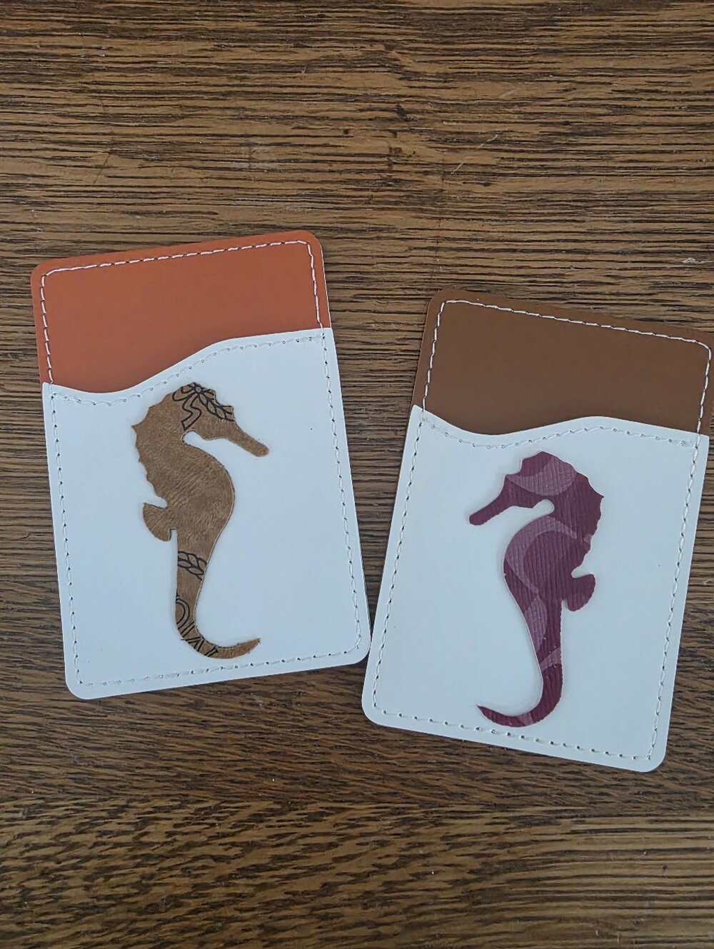 Upcycled Seahorse Phone Wallet Stick on Card Holder MCM & COACH Bundle Of 2